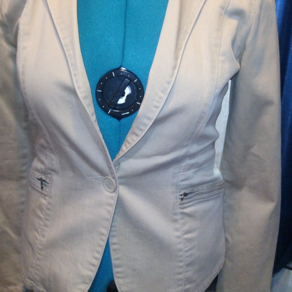 Calvin Klein Jeans Tan Hourglass Blazer Sz M - Picture 2 of 15